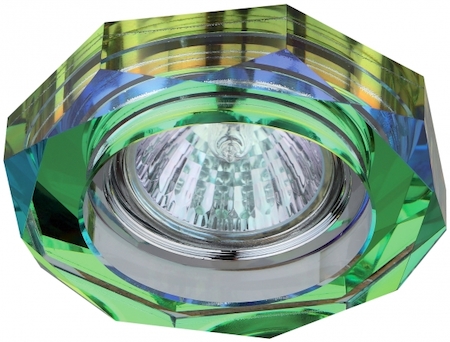 ERA C0043732 DK6 CH/MIX Светильник ЭРА декор стекло объемный многогранник MR16,12V/220V, 50W, GU5,3 хром/мульти (