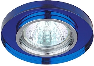 ERA Б0002127 DK7 CH/BL Светильник ЭРА декор стекло круглое MR16,12V/220V, 50W, хром/синий (5/50/1750)