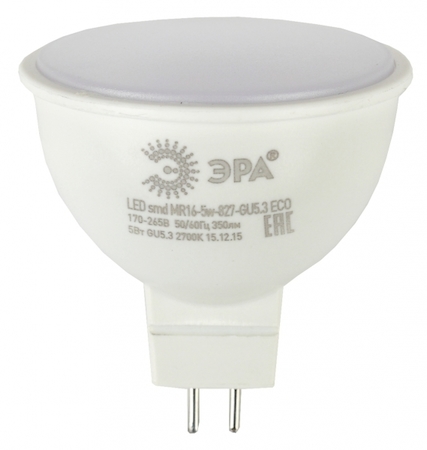 ERA Б0020622 ECO LED MR16-5W-827-GU5.3 Лампа ЭРА LED smd MR16-5w-827-GU5.3_eco