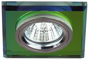 ERA C0043791 DK8 CH/MIX Светильник ЭРА декор стекло квадрат MR16,12V/220V, 50W, хром/мультиколор