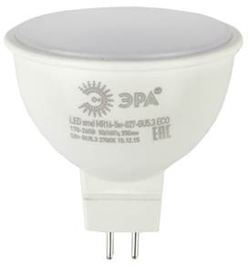 ERA Б0019060 ECO LED MR16-5W-827-GU5.3 Лампа ЭРА LED smd MR16-5w-827-GU5.3 ECO.