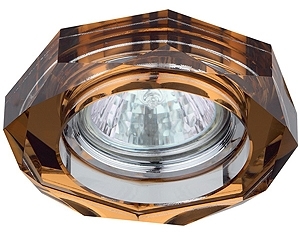 ERA C0045754 DK6 CH/T Светильник ЭРА декор стекло объемный многогранник MR16,12V, 50W, GU5,3 хром/янтарь (50)