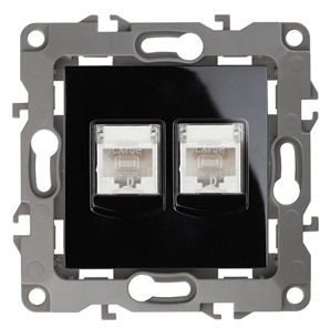 ERA Б0014734 12-3108-06 Эл/ус ЭРА Розетка информационная двойная 2XRJ45, IP20, Эра12, чёрный