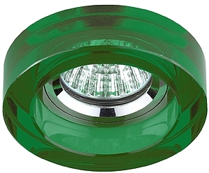 ERA Б0003843 DK38 CH/GR Светильник ЭРА декор  кругл "толст.стекло" MR16,12V/220V, 50W, хром/зелёный