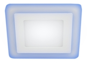 ERA Б0017495 LED 4-6 BL Светильник ЭРА светодиодный квадратный c cиней подсветкой LED 6W 220V 4000K