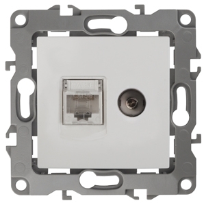 ERA Б0027441 12-3110-01 Эл/ус ЭРА Розетка комбинированная RJ45+TV, IP20, Эра12, белый