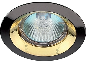 ERA C0043726 KL29 А GU/G Светильник ЭРА литой пов. "тарелка" MR16,12V/220V, 50W  черный металл/золото