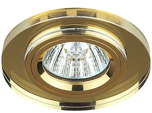 ERA C0043794 DK7 GD/YL Светильник ЭРА декор стекло круглое MR16,12V/220V, 50W, золото/желтый