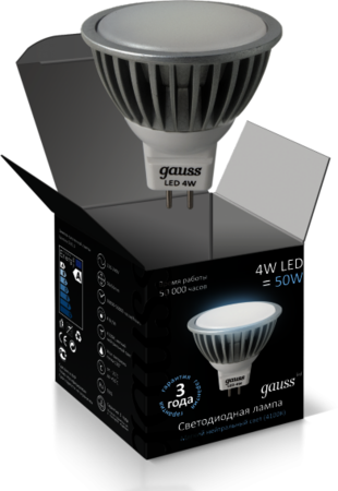 EB201505204 Лампа Gauss LED MR16 4W SMD 12V 4100K FROST