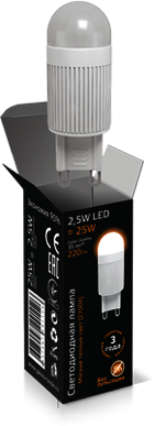 LD107309125 Лампа Gauss LED G9 2.5W 230V 2700K 1/40/200