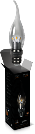 HA104202103 Лампа Gauss LED Candle Tailed Crystal clear 3W E27 2700K 1/10/100