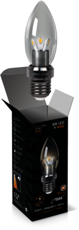 HA103202103 Лампа Gauss LED Candle Crystal clear 3W E27 2700K 1/10/100