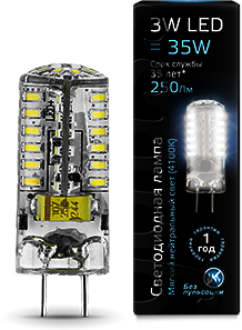 107719203 Лампа Gauss LED GY6.35 AC150-265V 3W 4100K 1/20/200