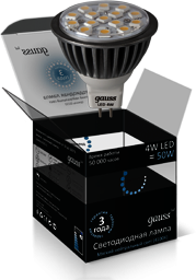 EB101005204-D Лампа Gauss LED MR16 4W SMD AC220-240V 4100K диммируемая
