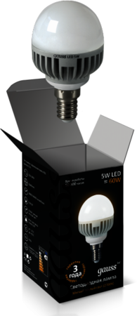 EB105101105 Лампа Gauss LED Globe 5W E14 2700K 1/10/100