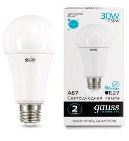 73229 Лампа Gauss LED Elementary A67 30W E27 4100K 1/10/50