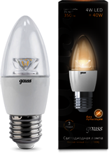 103202104 Лампа Gauss LED Candle Crystal Clear E27 4W 2700К 1/10/50