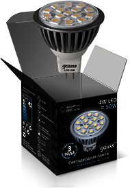 EB101005204 Лампа Gauss LED  MR16 4W GU5.3 AC220-240V 4100K 1/10/100