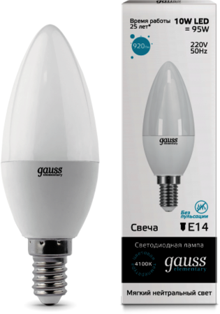 33120 Лампа Gauss LED Elementary Candle 10W E14 4100K 1/10/100