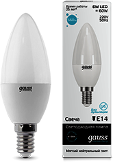 33126 Лампа Gauss LED Elementary Candle 6W E14 4100K 1/10/100