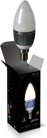 EB103101106 Лампа Gauss LED Candle 6W E14 2700K 1/10/100