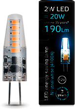207707202 Лампа Gauss LED G4 12V 2W 4100K 1/20/200