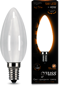 103201105 Лампа Gauss LED Filament Candle OPAL E14 5W 2700К 1/10/50