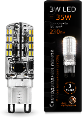 107709103 Лампа Gauss LED G9 AC150-265V 3W 2700K 1/20/200