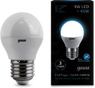 EB105102204 Лампа Gauss LED Globe 4W E27 4100K 1/10/50