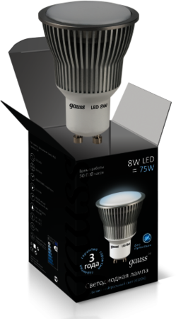 EB101106208 Лампа Gauss LED MR16 GU10 8W SMD AC220-240V 4100K  1/10/100