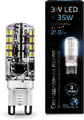 107709203 Лампа Gauss LED G9 AC150-265V 3W 4100K 1/20/200