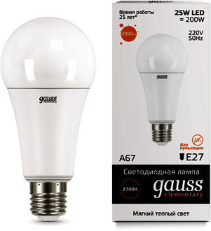 73215 Лампа Gauss LED Elementary A67 25W E27 3000K 1/10/50