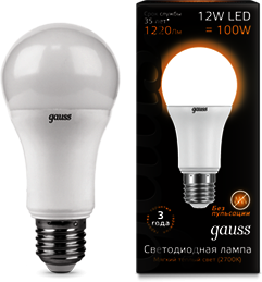 102502112 Лампа Gauss LED A60 globe 12W E27 3000K 1/10/50