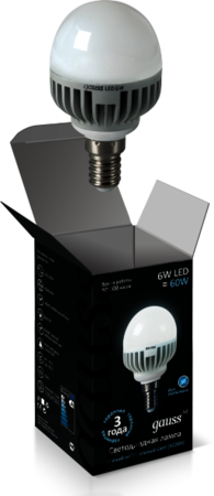 EB105101206 Лампа Gauss LED Globe 6W E14 4100K 1/10/100
