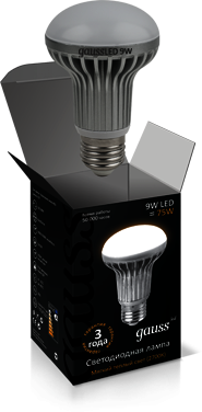 EB106102209 Лампа Gauss LED R63 E27 9W 4100K FROST 1/10/100