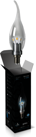 HA104201203 Лампа Gauss LED Candle Tailed Crystal clear  3W E14 4100K 1/10/100