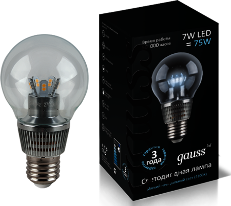 HA105202207 Лампа Gauss LED Globe Crystal Clear 7W E27 4100K 1/10/100