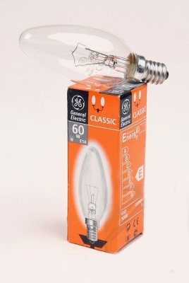 General Electric 90480 GE Лампа накаливания свеча 60W E14 пр. (60C1/CL)
