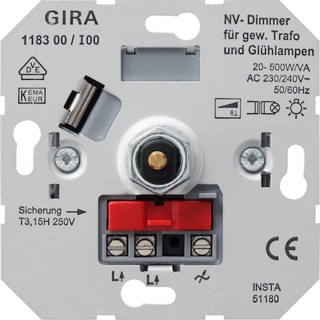 Gira 118300 Вставка низковольтного светорегулятора с поворотной ручкой