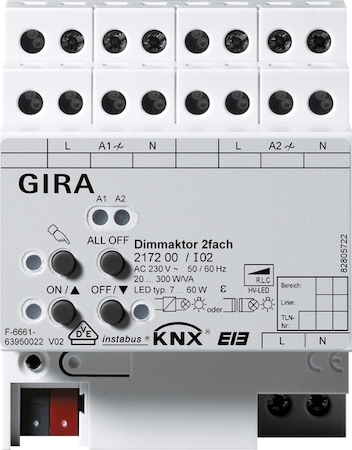 Gira 217200 Универсальный диммер 2х 300 W KNX/EIB REG