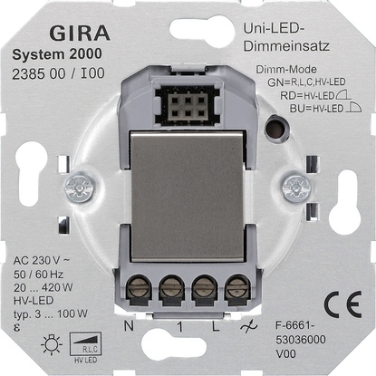 Gira 238500 System 2000 Универсальная вставка светодиодного светорегулятора (кнопочный светорегулятор)