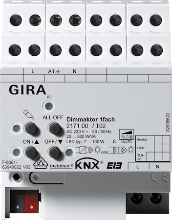 Gira 217100 Универсальный диммер 1х 500 W KNX/EIB REG