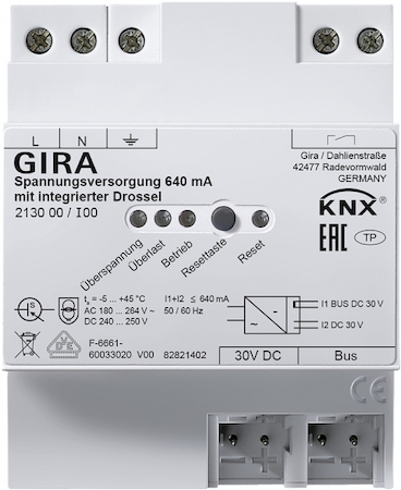 Gira 213000 Источник электропитания KNX 640 мА с интегрированным дросселем