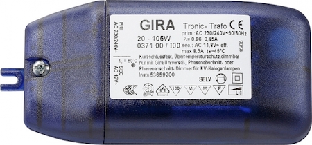 Gira 037100 Tronic-trafo Universeel 20-105 W Elektronica blauw