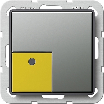 591020 Aanwezigheidsknop geel Gira E22 kleur edel staal