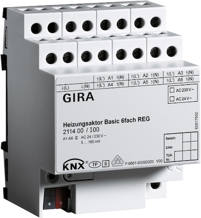Gira 211400 KNX Исполнительное устройство отопления Basic 6-местн.