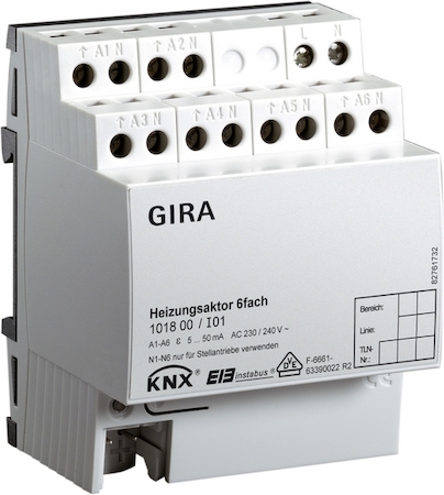 Gira 101800 Исполнительное устройство управления отоплением 6 канальное