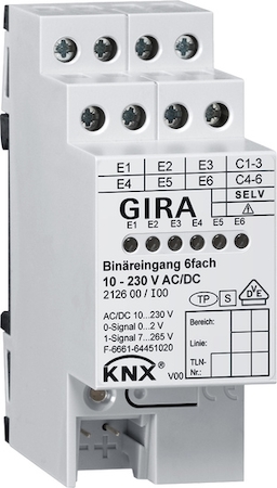 Gira 212600 KNX Двоичный вход 6-местн. 10 - 230 В AC/DC