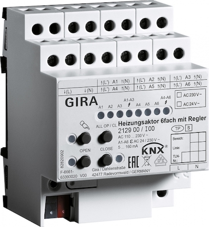 Gira 212900 Исполнительное устройство отопления KNX 6-местн. с регулятором