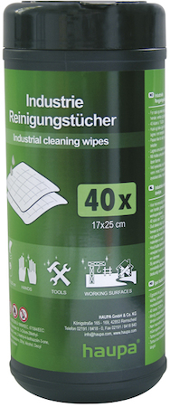 Haupa 150600 Industrial cleaning wipes, 40 pieces